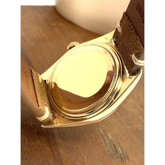 Rolex Men's Watch 1803 Day Date Vintage Swiss Automatic 18k Gold Leather 36mm - Picture 6 of 14